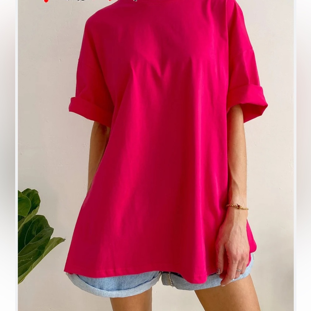 Badgley Mischka | Pink Rose Oversized T-Shirt Dress
